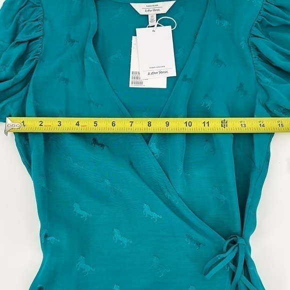 & Other Stories Teal Horse Print Wrap Dress Size 0 NWT - Picture 11 of 11